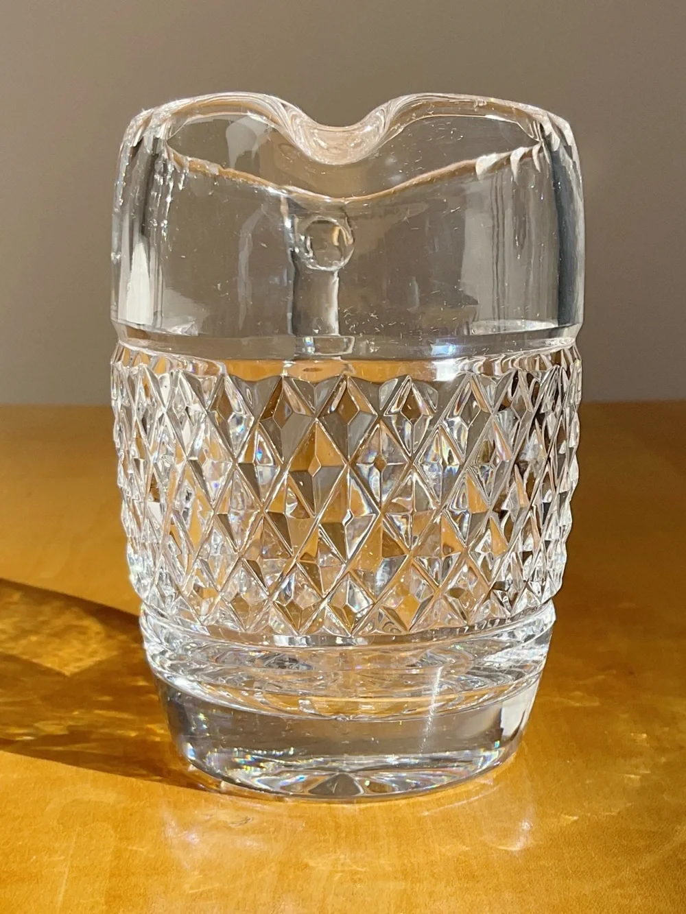 Signed Waterford Crystal Creamer Scalloped Rim Diamond Cut
